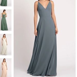 Jenny Yoo Dani bridesmaid dress in Denmark blue